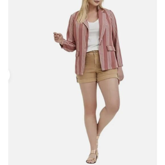 Torrid Rose Stripe Light Weight Boyfriend Blazer Jacket Women Size 3X NEW - Picture 1 of 10